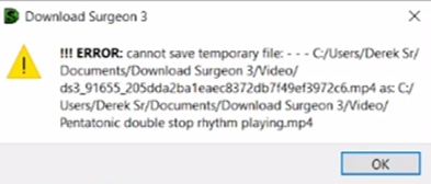 Error - Cannot save temporary file